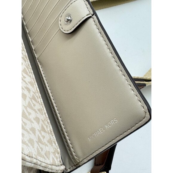 MICHAEL KORS Jet Set Logo nylon phone crossbody bag wallet -LIGHT SAND /BEIGE - Picture 5 of 7
